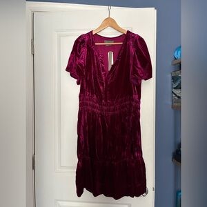 Anthropologie Somerset velvet dress XL NWT